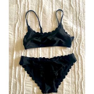 Black scalloped bikini. Never worn.